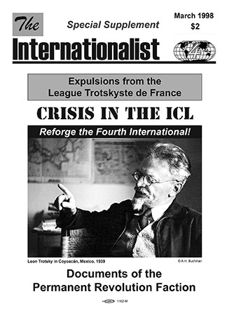 Cover of Crisis in the ICL pamphlet (1998)