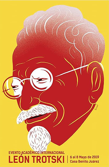 Cartel del foro sobre León Trotsky en La Habana, Cuba,
            abril de 2019.