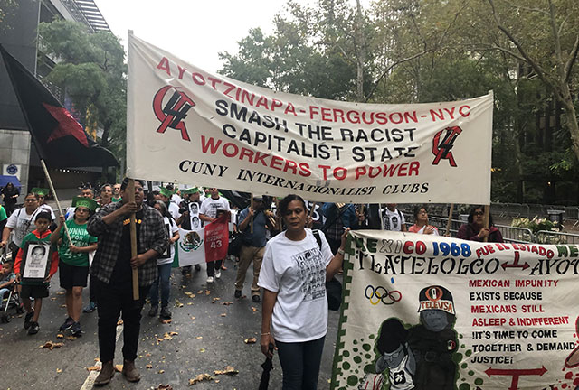 marcha del quinto aniversario Ayotzinapa en nueva
york