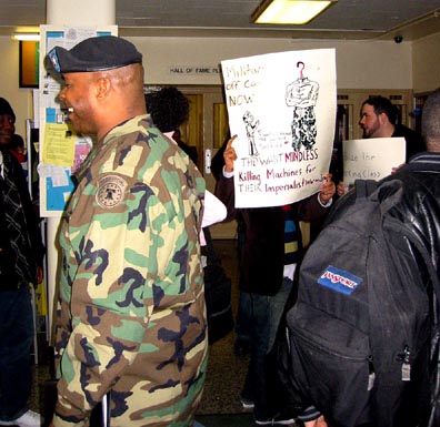 BCC protest against military recruiters, 17 March 2005