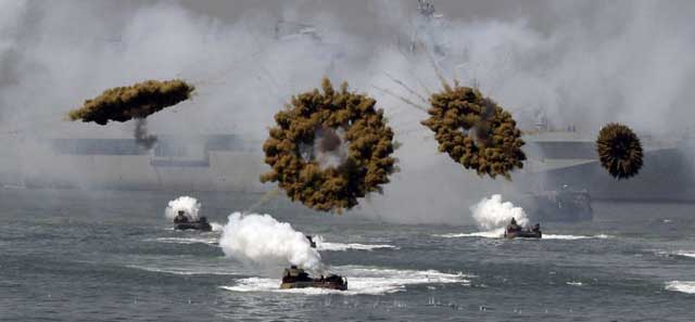 u.s. gearing up for its next invasion. u.s. and south korean military stage dramatic reenactment of 1950 inchon landing, using 14,000 troops, september 15.