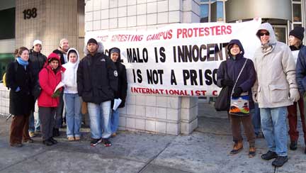 Protest outside Bronx DA's office, 9 December 2005