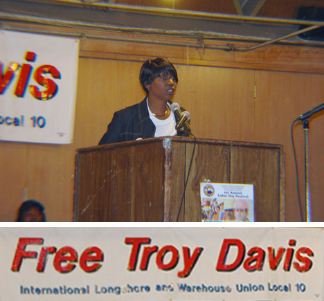 Martina Correia,
                            sister of Troy Davis, at ILWU Local 10 Black
                            History event, 14 February 2009