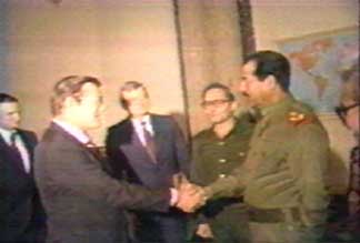 Rumsfeld handshake with Hussein