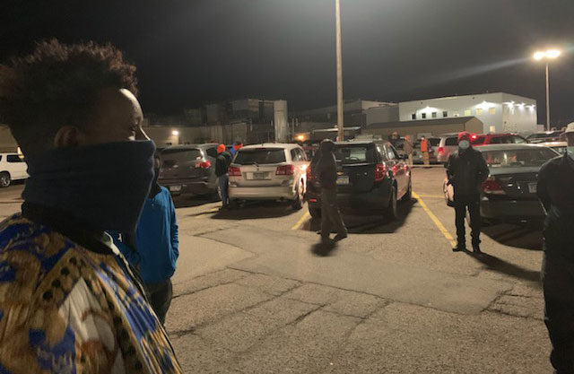 Packinghouse workers at Pilgrim's Pride plant in St.
Cloud, MN walk out, 28 April 2020, over unsanitary
conditions in the plant.