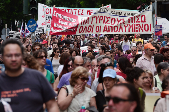 Health workers demonstrate, Athens May 20,
                      2015