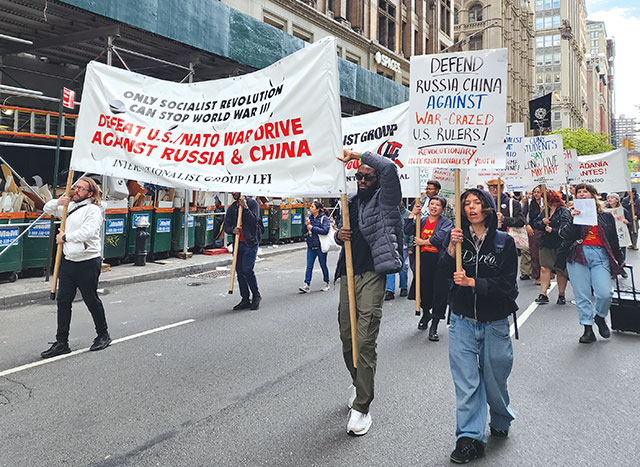 Internationalist
              contingent, NYC May Day 2023