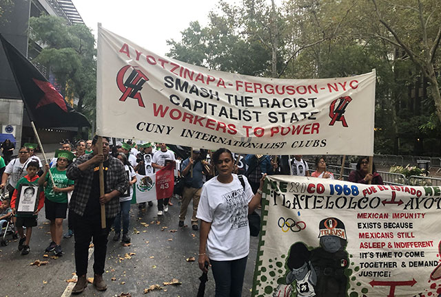 marcha del quinto aniversario Ayotzinapa en nueva
              york