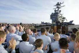 Bush speaking to sailors