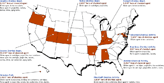 U.S. chemical weapons stockpiles map