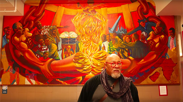 Dewey
              Crumpler and mural, George Washington HS, San Francisco